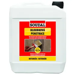 Soudal Hĺbková penetrácia 5kg zlepšuje adhesion povrchov pred maľovaním, lepením obkladov a nanášaním omietok. Vhodná pre interiér aj exteriér.
